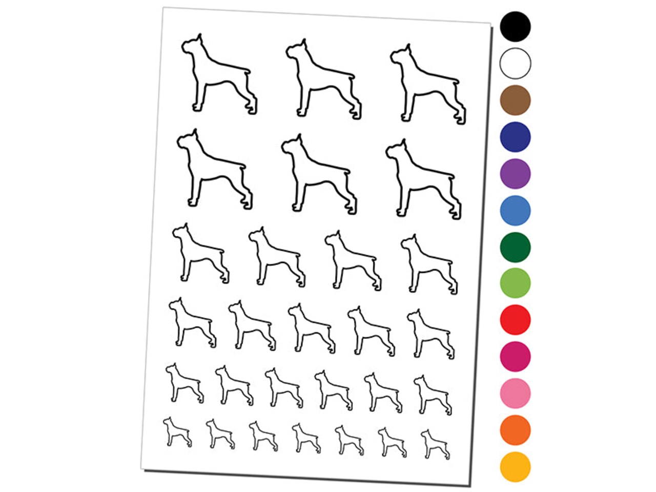 Boxer Dog Outline Temporary Tattoo Water Resistant Fake Body Art Set Collection